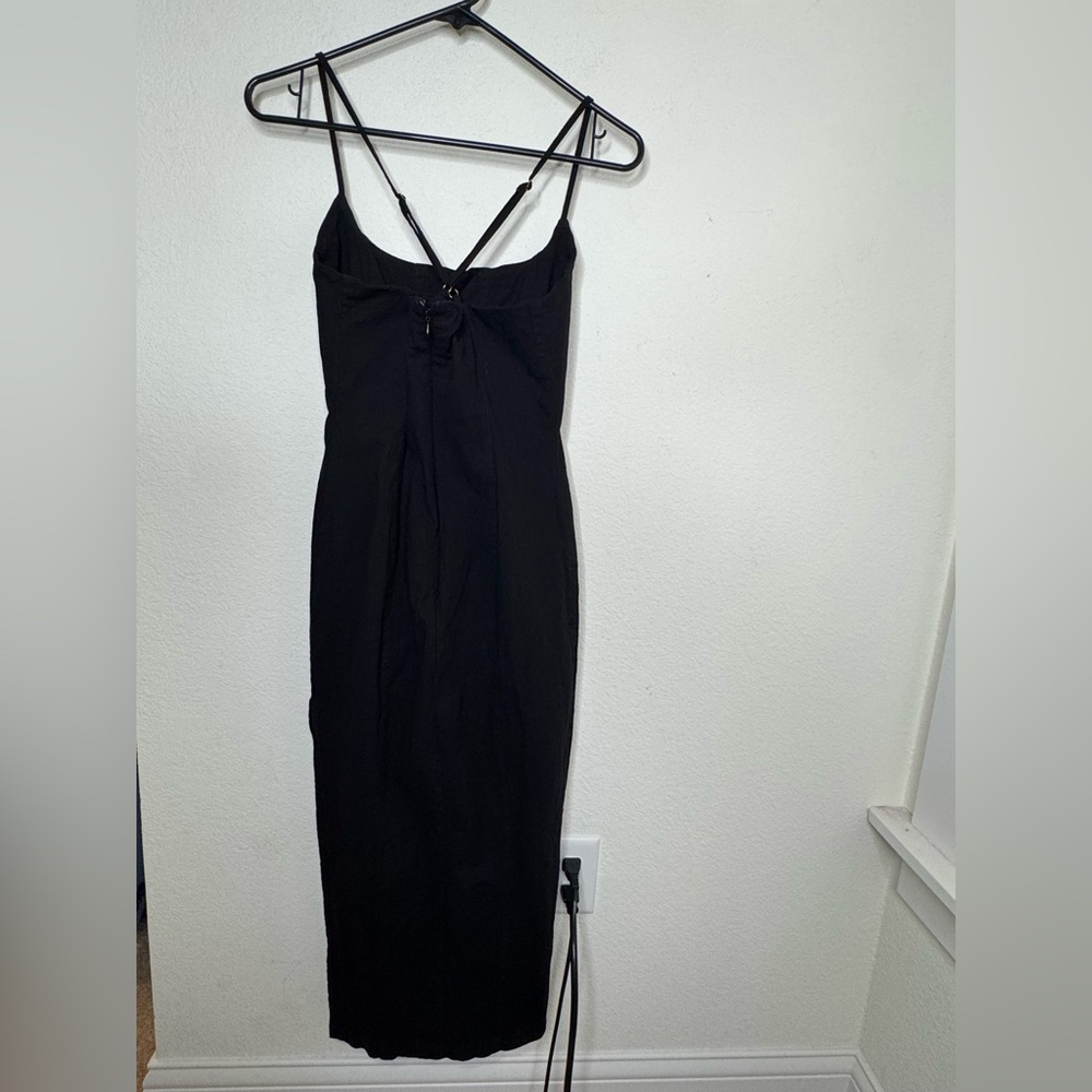 STRAPPY LINEN MIDI DRESS - Picture 4 of 5